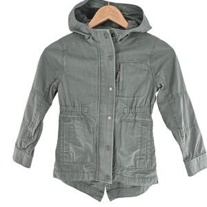 GAP Kids Girls Utility Jacket Military Parka Hooded Casual Green S Regular